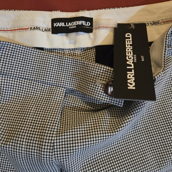 Karl Lagerfeld Black and White Checkered Cropped Pants - Picture 3 of 6